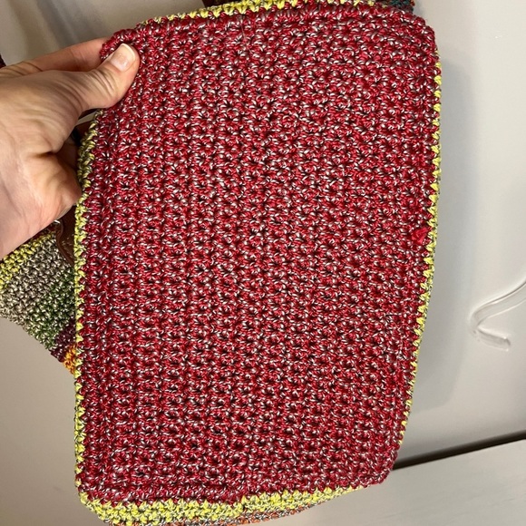 The Sak Gypsy Cambria Multi-Colored Striped Crochet Knit Tote Shoulder Bag Boho - Picture 13 of 13